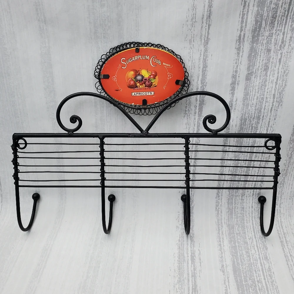 Kitchen Towel Hook Metal- Honeysweet Brand Strawberry Apricots Reversible Sign